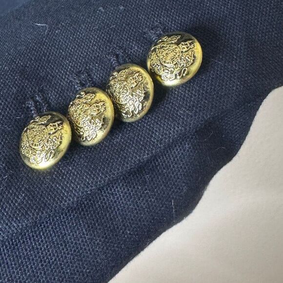 Banana Republic Captain Blazer Women's 8P Black Gold Buttons Double Breasted - Picture 8 of 12